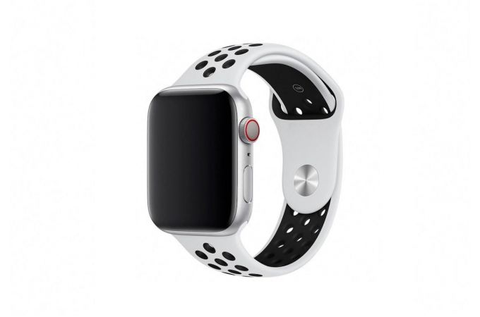 Ремешок силиконовый  "Спорт вариант 2" Apple Watch 38-40 мм бело-черный