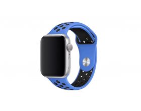 Ремешок силиконовый  "Спорт вариант 2" для Apple Watch 42-44 мм сине-черный размер ML