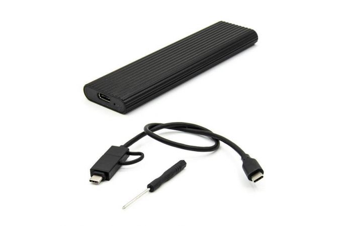 Кейс для SSD M.2 NVME M-key - USB-C + USB3.0 металл (M2-811_Black)