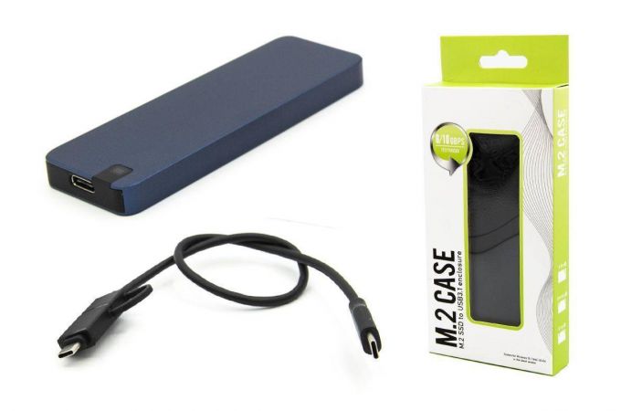 Кейс для SSD M.2 NVME M-key - USB-C металл (M2-813_Blue)