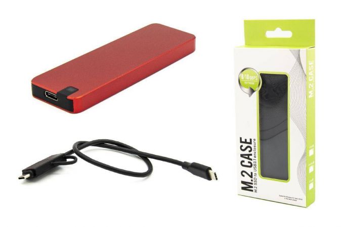 Кейс для SSD M.2 NVME M-key - USB-C металл (M2-813_Red)
