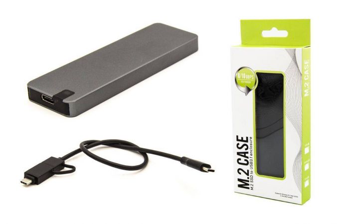 Кейс для SSD M.2 NVME M-key - USB-C металл (M2-813_Gray)
