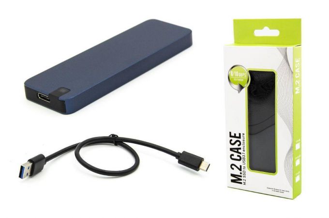 Кейс для SSD M.2 NVME M-key - USB-C металл (M2-814-NVME_Blue)