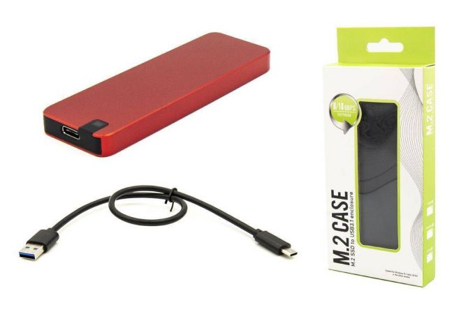 Кейс для SSD M.2 NVME M-key - USB-C металл (M2-814-NVME_Red)