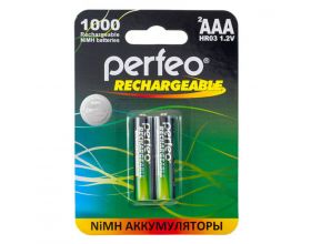 Аккумулятор Ni-MH Perfeo AAA 1000mAh/2BL (Картонный блистер, цена за 2 штуки)