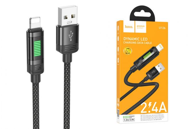 Кабель USB - Lightning HOCO U126, 2,4A (черный) 1,2м