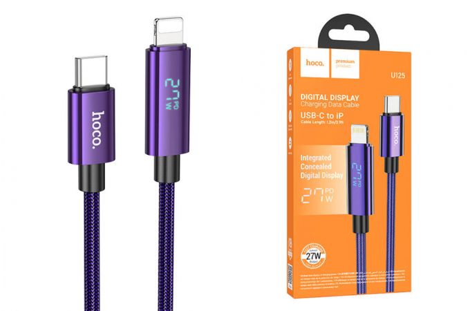 Кабель USB Type-C - Lightning HOCO U125 BenefitPD27W (фиолетовый) 1м