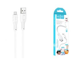 Кабель USB - MicroUSB HOCO X67 2,4A (белый) 1м (силикон)