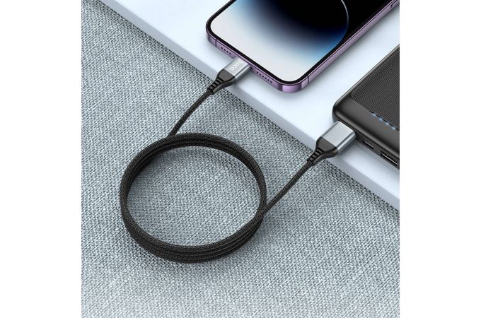 Кабель USB - USB Type-C/Lightning HOCO U128  (черный) 1м  2 в 1