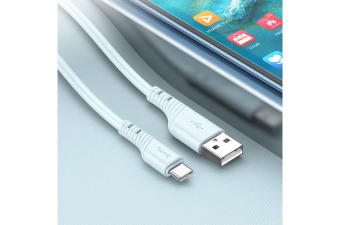 Кабель USB - USB Type-C HOCO X97 (светло-синий) 1м силиконовый