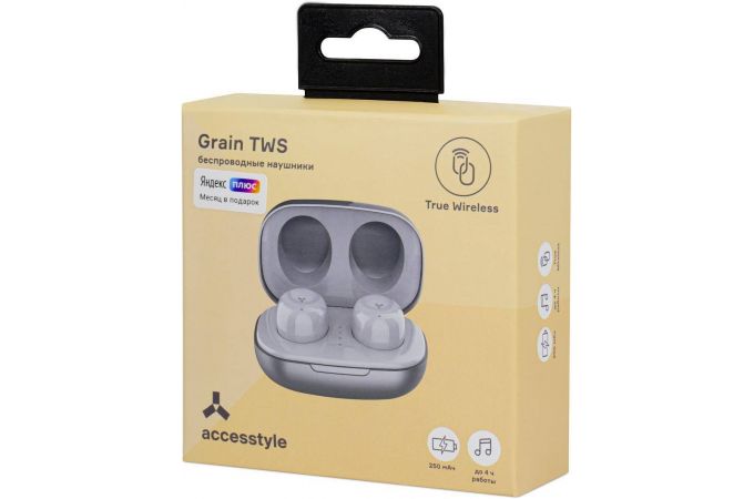 Bluetooth наушники Accesstyle Grain TWS, серебро