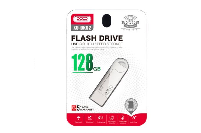 Флешка USB 3.0 XO DK02 rotating 128GB Silver