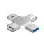 Флешка USB 2.0 XO DK04 4 in 1 OTG (USB2.0+ Micro + Lightning+ TYPE-C) 16GB Silver