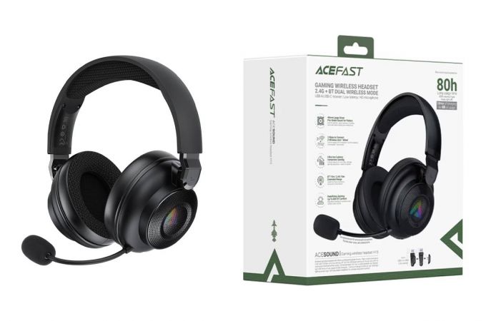 Наушники мониторные беспроводные ACEFAST H15 gaming wireleess headset (Черный)