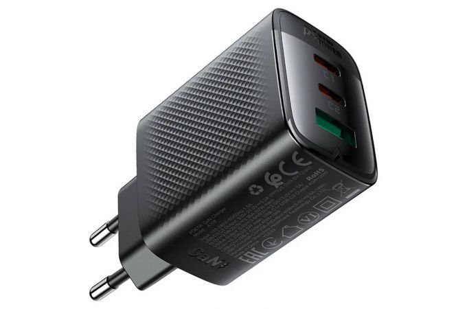 Сетевое зарядное устройство ACEFAST A108 PD67W GaN (2-USB-C+usb-A) (Черный)