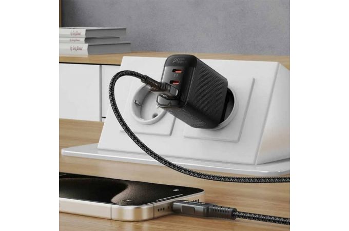 Сетевое зарядное устройство ACEFAST A108 PD67W GaN (2-USB-C+usb-A) (Черный)