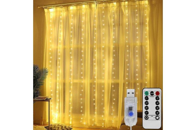 Гирлянда-штора LED Огонек OG-LDG08 (3х3м,300 ламп,белая-теплая)