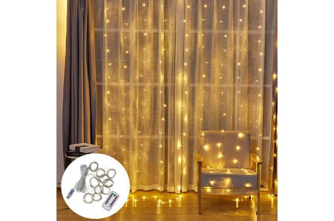 Гирлянда-штора LED Огонек OG-LDG08 (3х3м,300 ламп,белая-теплая)