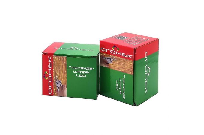 Гирлянда-штора LED Огонек OG-LDG09 (3х3м,300 ламп,белая-теплая)