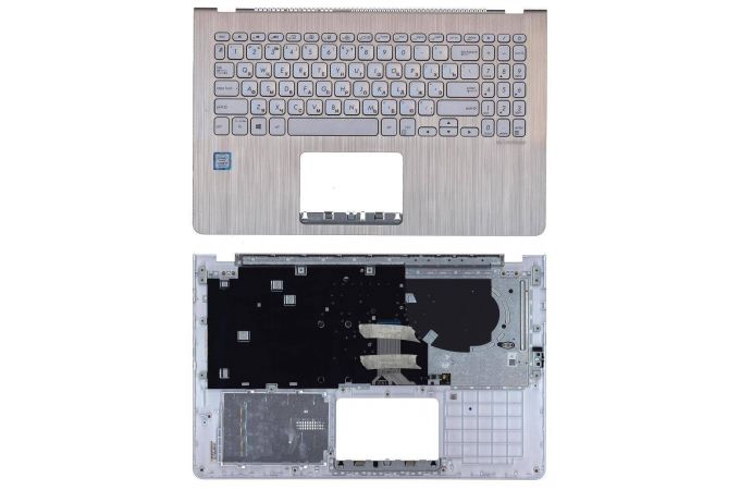 Клавиатура для ноутбука Asus Vivobook S15 S530U X530UN серебристая топ-панель