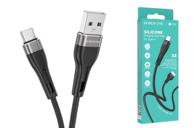 Кабель USB - USB Type-C BOROFONE BX46  (черный) 1м (силиконовый)