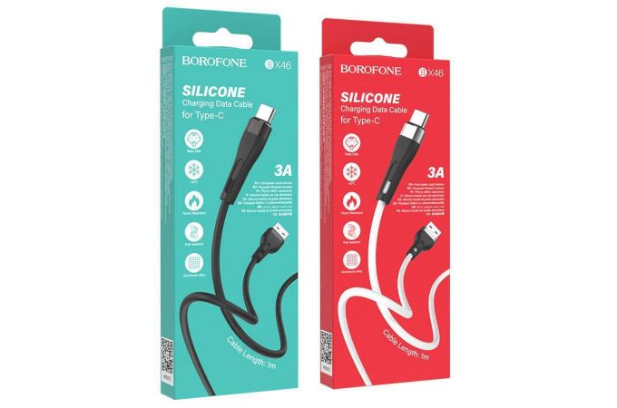 Кабель USB - USB Type-C BOROFONE BX46  (черный) 1м (силиконовый)