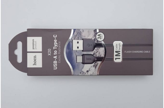 Кабель USB - USB Type-C HOCO X20, 2,4A (черный) 1м (УЦЕНКА! МЯТАЯ УПАКОВКА)