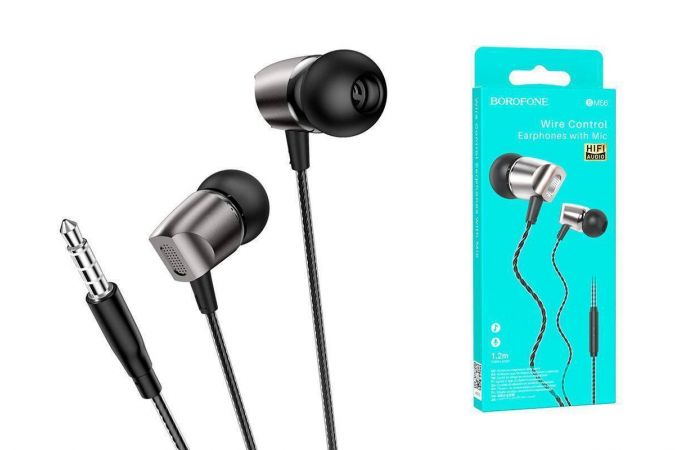 Наушники вакуумные проводные BOROFONE BM66 New sound (серый)