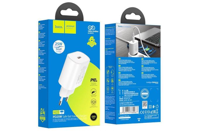 Сетевое зарядное устройство USB-C HOCO N22 Jettat PD 25W+QC3.0 (белый)