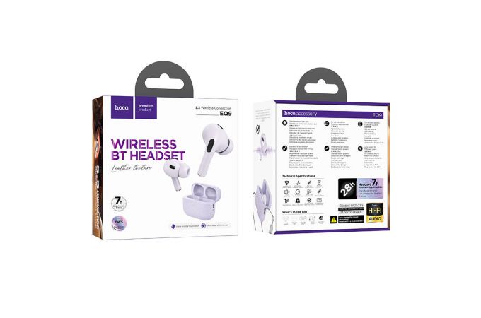 Наушники вакуумные беспроводные HOCO EQ9 Duke true wireless BT headset (фиолетовый)