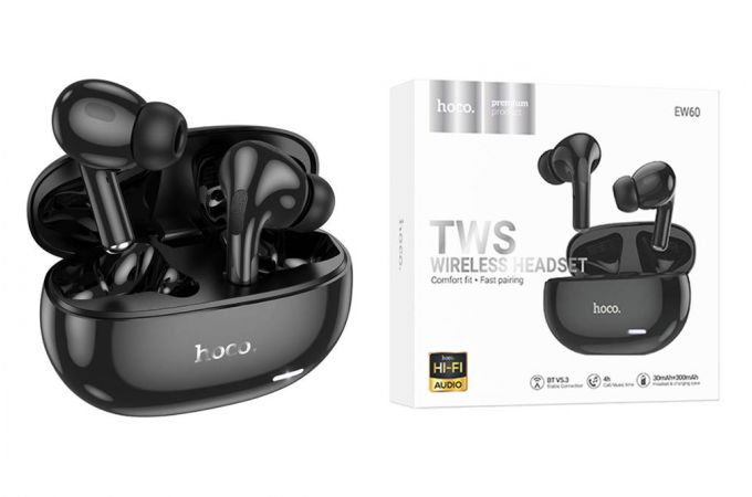 Наушники вакуумные беспроводные HOCO EW60 Norman true wireless BT headset (черный)