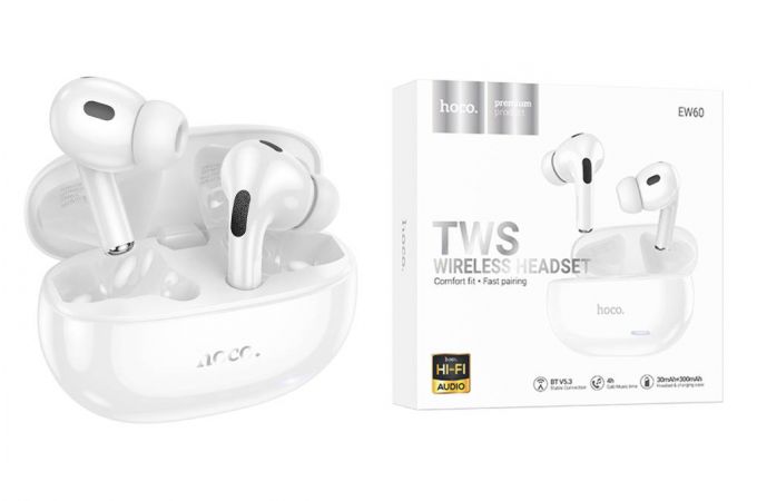 Наушники вакуумные беспроводные HOCO EW60 Norman true wireless BT headset (белый)