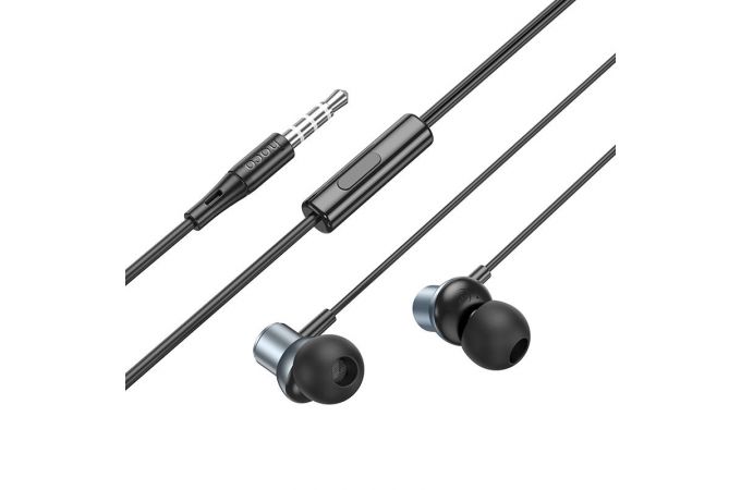 Наушники вакуумные проводные HOCO M110 Encourage metal universal earphones with mic (серый)