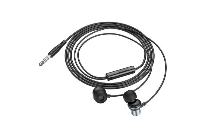 Наушники вакуумные проводные HOCO M110 Encourage metal universal earphones with mic (серый)