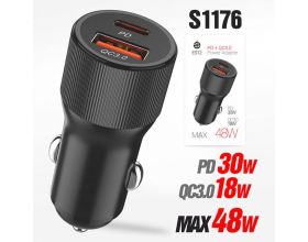 Автомобильное зарядное устройство deespi ES12 QC3.0 + PD30W 48W (Black)