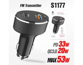 Автомобильное зарядное устройство deespi ES13 QC3.0 + PD30W + FM 53 (Black) 20pcs