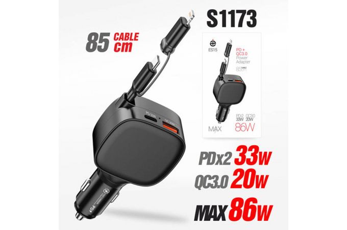 Автомобильное зарядное устройство deespi ES15 рулетка 86W