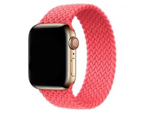 Ремешок силиконовый с плетением для Apple Watch 42-44 мм цвет яркорозовый размер M