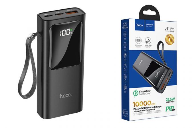 Универсальный дополнительный аккумулятор Power Bank HOCO J41PRO (10000 mAh) (черный)