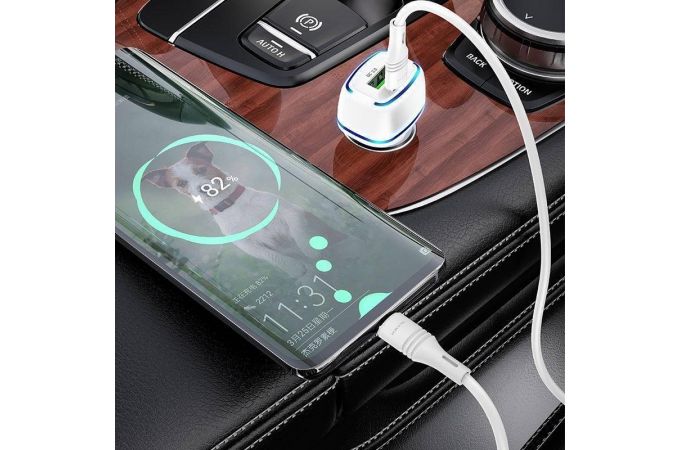 Автомобильное зарядное устройство АЗУ USB + кабель Type-C BOROFONE BZ14A 20W+QC3.0 (белый)