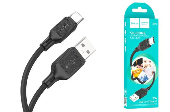 Кабель USB - USB Type-C HOCO X90 (черный) 1м силиконовый