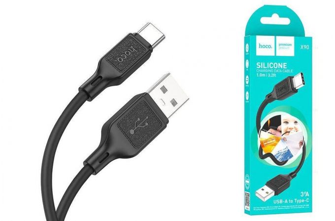 Кабель USB - USB Type-C HOCO X90 (черный) 1м силиконовый