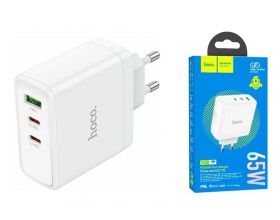 Сетевое зарядное устройство USB + 2 USB-C HOCO N30 Glory PD65W (белый)