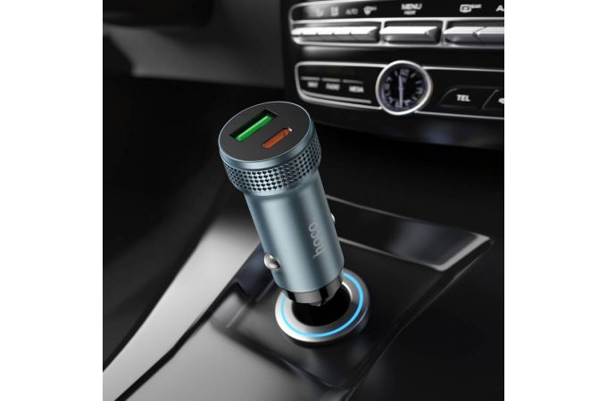 Автомобильное зарядное устройство АЗУ USB + USB-C + кабель Lightning HOCO Z49B Level PD38W+QC3.0 (черный)