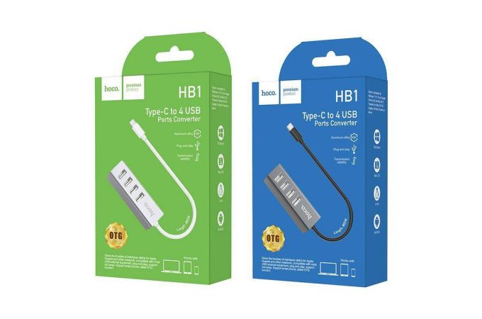 Разветвитель USB HUB 2.0 HOCO HB1 TYPE-C (4*USB) (ABSOLUT) (серебристый)