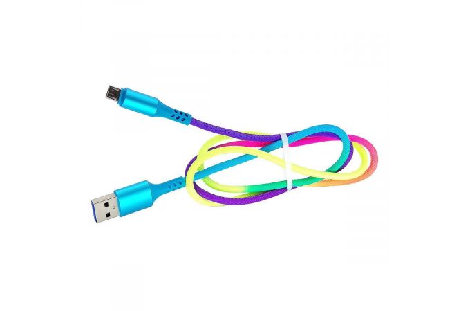 Кабель USB - MicroUSB Орбита OT-SMM13, 2,4A (в оплетке, радуга) 1м