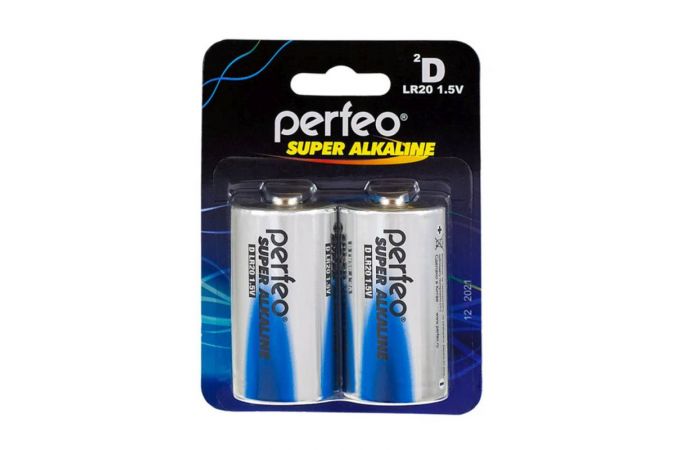 Батарейка алкалиновая Perfeo LR20/2BL Super Alkaline (цена за блистер 2 шт)