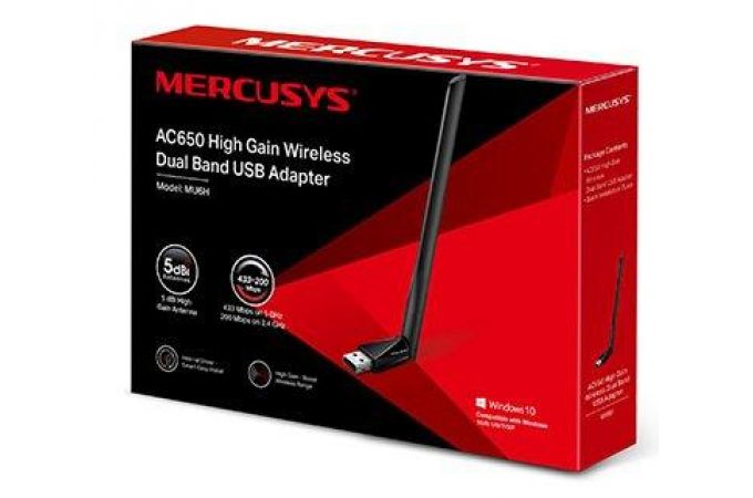 Wi-Fi адаптер 200Mb/s Mercusys MU6H USB 2.0, 5 ГГц  / 2.4 ГГц, 433 (с антенной)