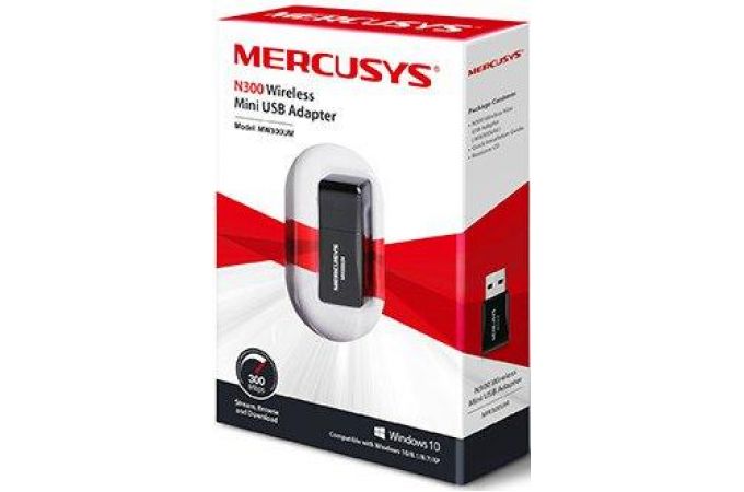 Wi-Fi адаптер 300 Мбит/с Mercusys MW300UM 802.11n, 2.4 ГГц, 20 dBM