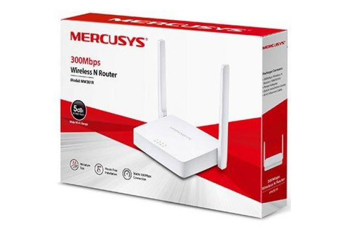 Wi-Fi роутер Mercusys MW301R 802.11n, 2.4 ГГц, 300 Мбит/с, 2xLAN